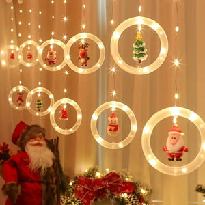 Cortina de luces con figuras Navideñas